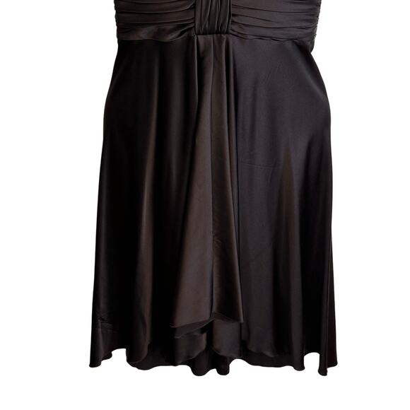 Trina Turk Silk Plunge Halter Neck Black Satin Cocktail Dress Small - Picture 4 of 10